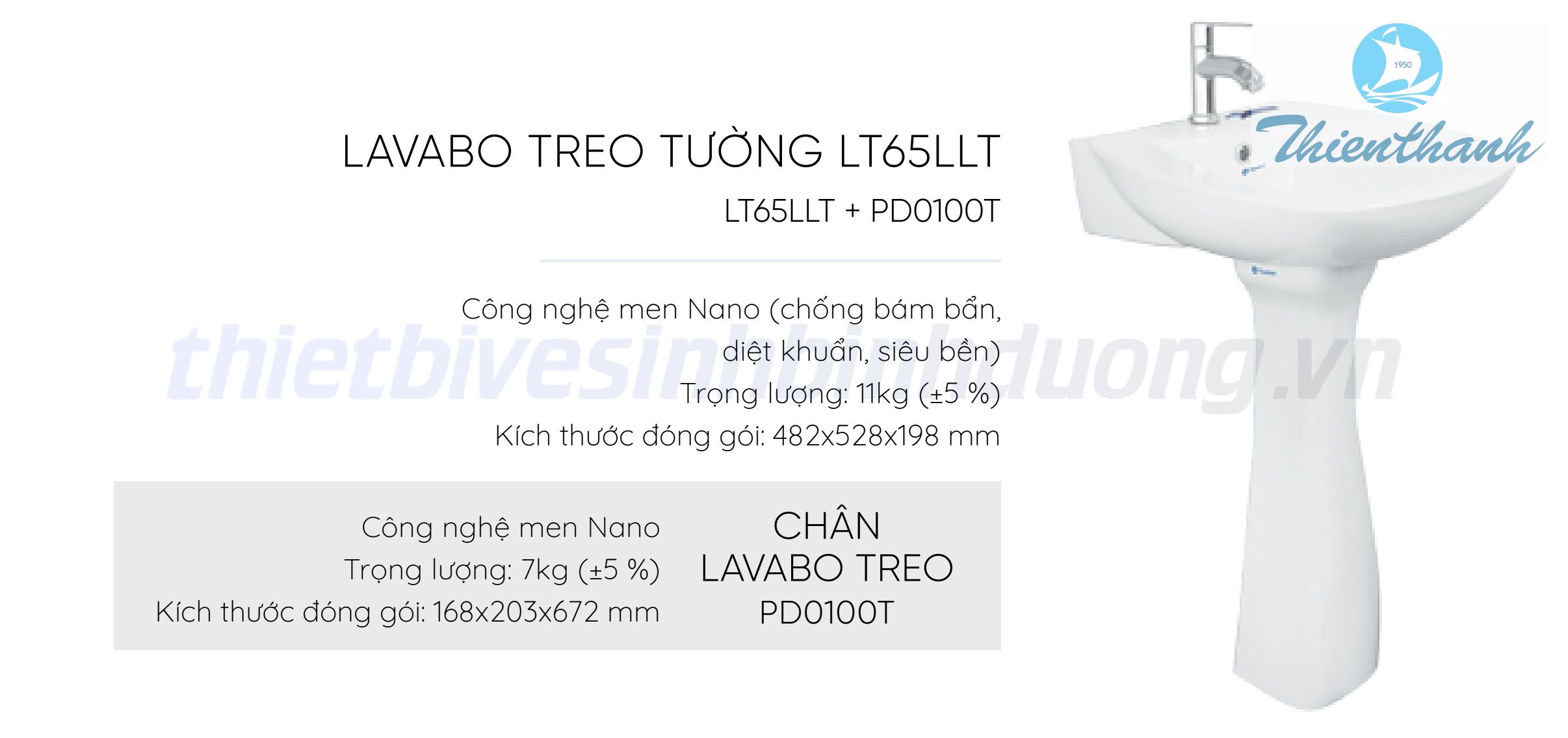 Lavabo treo tường Thiên Thanh LT65LLT